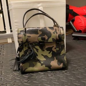 Beca 100% leather army print purse (top handle and crossbody) - worn once